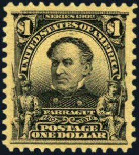 Value of US Stamp Scott Catalog # 311 - 1903 US$1.00 Farragut. Harmer-Schau Auction Galleries, Aug 2012, Sale 94, Lot 1470