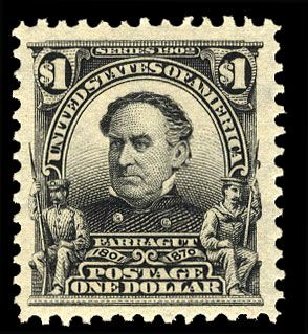 Price of US Stamp Scott Cat. 311: 1903 US$1.00 Farragut. Cherrystone Auctions, Jan 2008, Sale 200801, Lot 1191