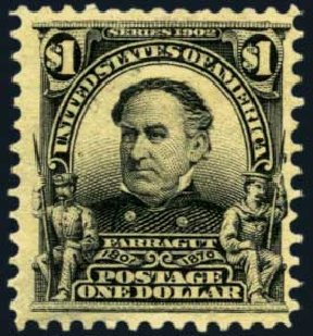 US Stamp Prices Scott Catalogue #311 - 1903 US$1.00 Farragut. Harmer-Schau Auction Galleries, Jan 2013, Sale 96, Lot 541