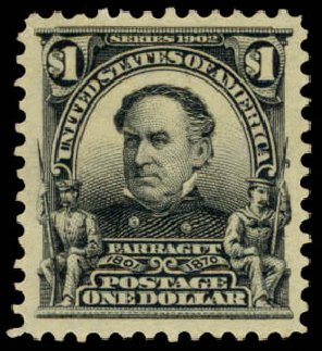Values of US Stamp Scott Catalog #311: 1903 US$1.00 Farragut. Daniel Kelleher Auctions, Sep 2013, Sale 639, Lot 3411