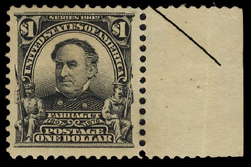Price of US Stamp Scott 311: 1903 US$1.00 Farragut. Cherrystone Auctions, Oct 2012, Sale 201210, Lot 124