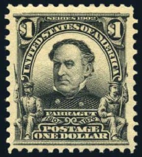 Value of US Stamps Scott Catalog # 311 - 1903 US$1.00 Farragut. Harmer-Schau Auction Galleries, Jul 2010, Sale 86, Lot 504