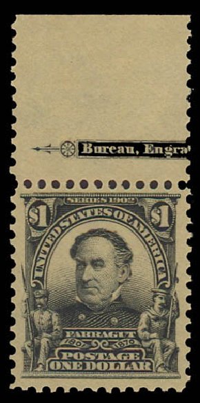 US Stamp Price Scott Catalogue #311 - 1903 US$1.00 Farragut. Daniel Kelleher Auctions, Jun 2012, Sale 630, Lot 1714