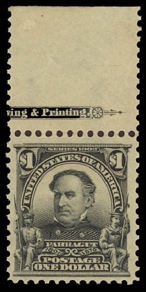 US Stamp Prices Scott Cat. 311: US$1.00 1903 Farragut. Daniel Kelleher Auctions, Aug 2012, Sale 631, Lot 1064