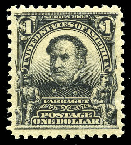 US Stamp Price Scott 311: US$1.00 1903 Farragut. Matthew Bennett International, May 2014, Sale 350, Lot 455