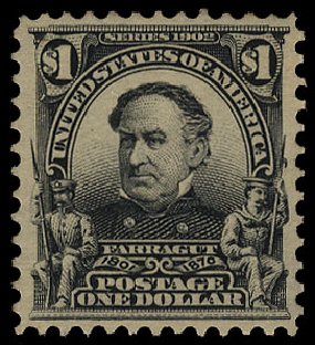 US Stamps Value Scott Catalog #311 - US$1.00 1903 Farragut. Cherrystone Auctions, Apr 2010, Sale 201004, Lot 225