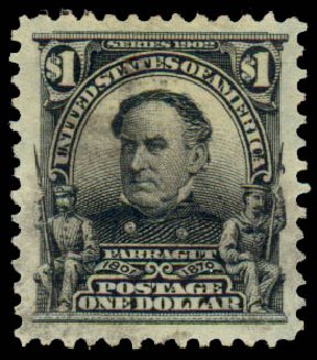 Cost of US Stamp Scott Cat. #311: 1903 US$1.00 Farragut. Daniel Kelleher Auctions, Sep 2013, Sale 639, Lot 1115