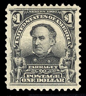 US Stamps Prices Scott # 311: 1903 US$1.00 Farragut. Cherrystone Auctions, Apr 2009, Sale 200904, Lot 62