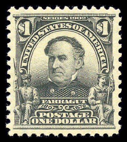 US Stamp Values Scott #311 - US$1.00 1903 Farragut. Matthew Bennett International, Sep 2010, Sale 331, Lot 683