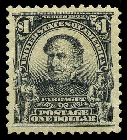 Price of US Stamp Scott Catalogue 311 - US$1.00 1903 Farragut. Matthew Bennett International, May 2014, Sale 350, Lot 456