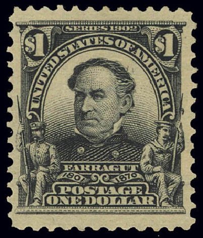 Value of US Stamp Scott Cat. #311 - 1903 US$1.00 Farragut. Daniel Kelleher Auctions, Feb 2013, Sale 634, Lot 206