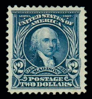 US Stamp Values Scott #312: 1903 US$2.00 Madison. Matthew Bennett International, Dec 2007, Sale 325, Lot 1937