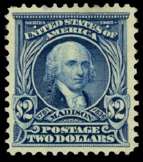 Costs of US Stamps Scott Catalog 312: US$2.00 1903 Madison. Daniel Kelleher Auctions, Oct 2014, Sale 660, Lot 2318