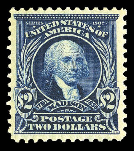 US Stamps Prices Scott 312 - 1903 US$2.00 Madison. Matthew Bennett International, Sep 2012, Sale 345, Lot 309