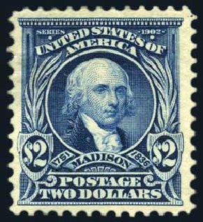 US Stamp Value Scott Catalog #312: 1903 US$2.00 Madison. Harmer-Schau Auction Galleries, Aug 2011, Sale 90, Lot 1459