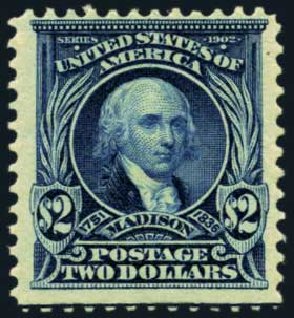 US Stamp Values Scott Catalogue 312: 1903 US$2.00 Madison. Harmer-Schau Auction Galleries, Aug 2012, Sale 94, Lot 1474