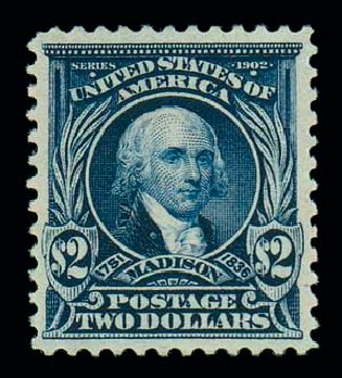 Value of US Stamps Scott # 312 - US$2.00 1903 Madison. Matthew Bennett International, Oct 2007, Sale 320, Lot 545