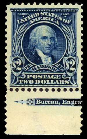 US Stamp Values Scott Cat. 312 - US$2.00 1903 Madison. Daniel Kelleher Auctions, Dec 2012, Sale 633, Lot 563