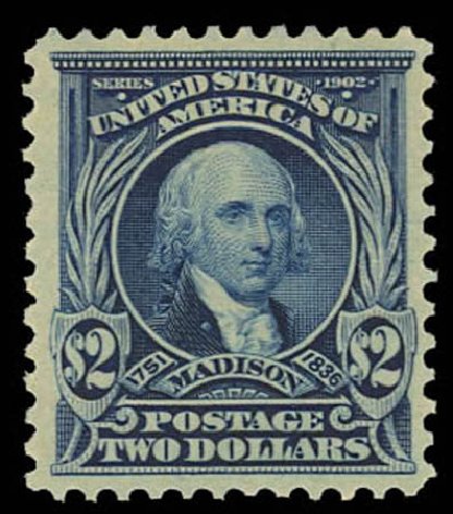 Value of US Stamp Scott Cat. #312: 1903 US$2.00 Madison. Daniel Kelleher Auctions, Oct 2011, Sale 626, Lot 306