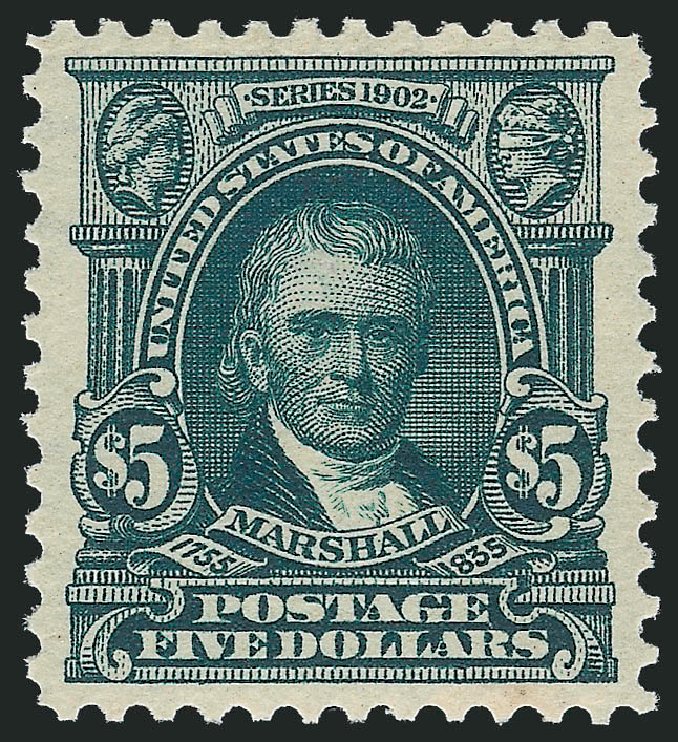 US Stamps Prices Scott 313: US$5.00 1903 Marshall. Robert Siegel Auction Galleries, Oct 2011, Sale 1013, Lot 347