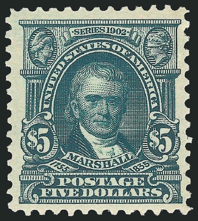 US Stamps Values Scott Catalogue #313: US$5.00 1903 Marshall. Robert Siegel Auction Galleries, Mar 2012, Sale 1019, Lot 697