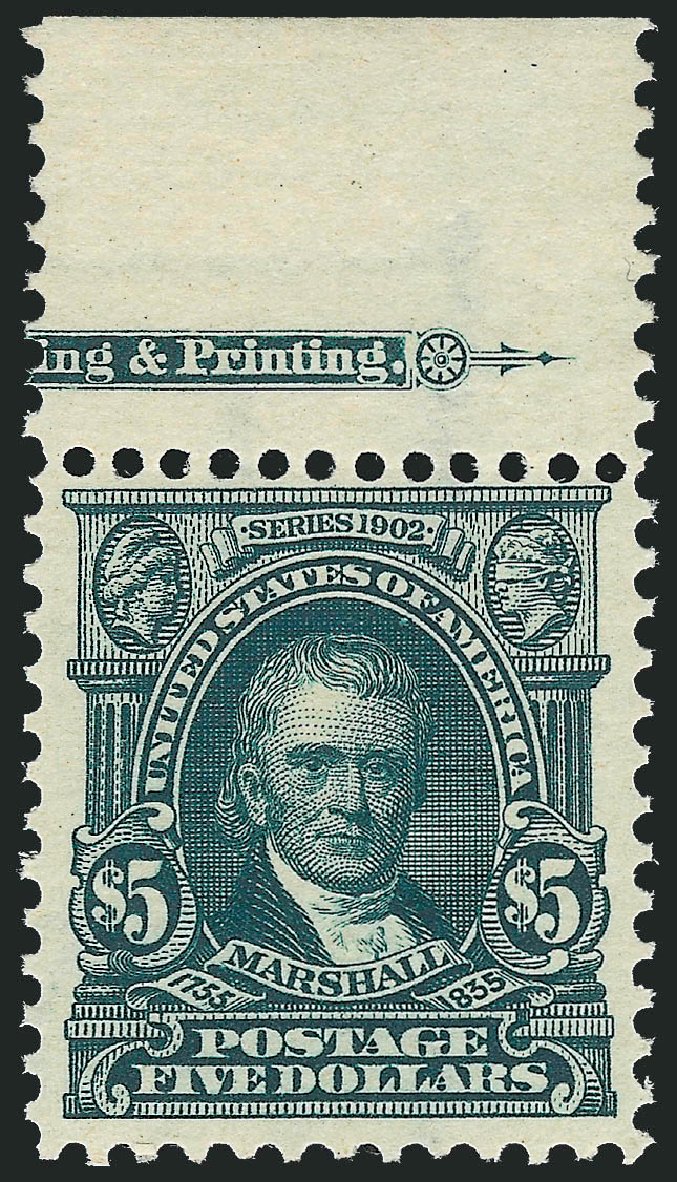 US Stamps Value Scott Catalogue 313 - US$5.00 1903 Marshall. Robert Siegel Auction Galleries, Oct 2012, Sale 1033, Lot 4178