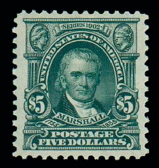 Cost of US Stamps Scott 313 - US$5.00 1903 Marshall. Matthew Bennett International, Dec 2007, Sale 324, Lot 1179