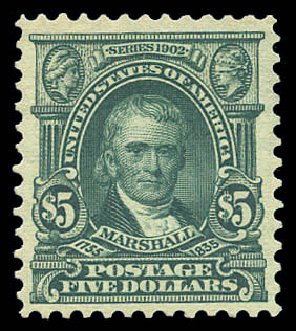 Price of US Stamp Scott Cat. #313: US$5.00 1903 Marshall. Matthew Bennett International, Sep 2010, Sale 333, Lot 3719