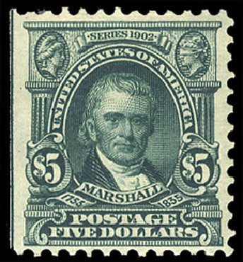 Prices of US Stamps Scott Cat. #313 - 1903 US$5.00 Marshall. Cherrystone Auctions, Mar 2009, Sale 200903, Lot 199