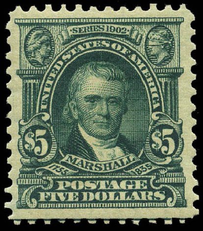 Costs of US Stamp Scott Cat. # 313 - US$5.00 1903 Marshall. Matthew Bennett International, Mar 2011, Sale 336, Lot 1260