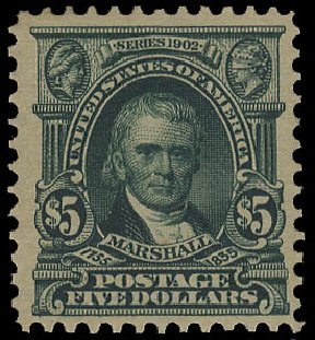 Price of US Stamps Scott Cat. # 313 - US$5.00 1903 Marshall. Cherrystone Auctions, Apr 2010, Sale 201004, Lot 230