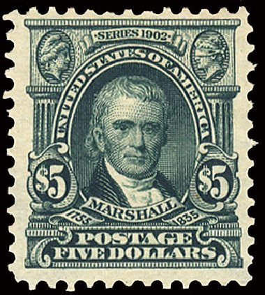 Value of US Stamps Scott Catalog #313 - US$5.00 1903 Marshall. Cherrystone Auctions, Nov 2010, Sale 201011, Lot 150