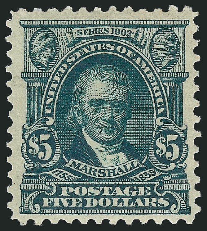 US Stamps Value Scott 313: US$5.00 1903 Marshall. Robert Siegel Auction Galleries, Mar 2013, Sale 1040, Lot 1670