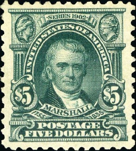US Stamps Values Scott # 313 - 1903 US$5.00 Marshall. Spink Shreves Galleries, Jan 2015, Sale 150, Lot 140