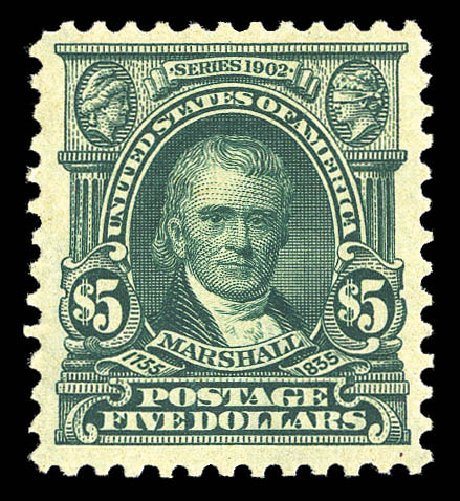 Values of US Stamp Scott Catalog #313 - 1903 US$5.00 Marshall. Matthew Bennett International, Sep 2012, Sale 345, Lot 311