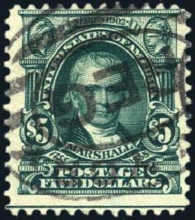 US Stamp Values Scott Catalogue #313 - US$5.00 1903 Marshall. Harmer-Schau Auction Galleries, Mar 2011, Sale 89, Lot 301