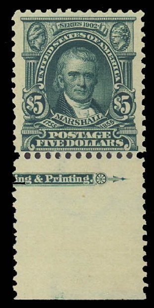 Prices of US Stamps Scott #313 - US$5.00 1903 Marshall. Daniel Kelleher Auctions, Jun 2012, Sale 630, Lot 1721