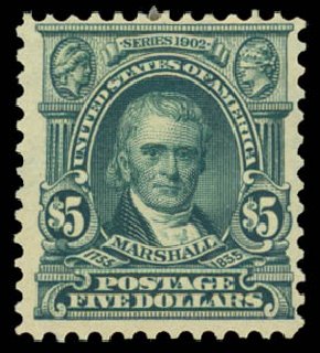 Price of US Stamps Scott Catalog # 313: US$5.00 1903 Marshall. Daniel Kelleher Auctions, Dec 2014, Sale 661, Lot 281