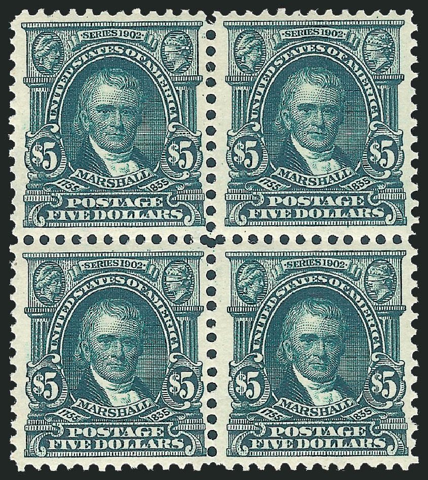 US Stamps Values Scott Cat. # 313: US$5.00 1903 Marshall. Robert Siegel Auction Galleries, Mar 2013, Sale 1040, Lot 1671