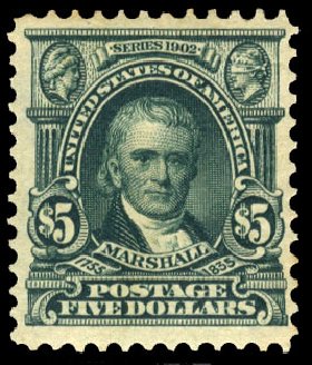 Costs of US Stamp Scott Catalog # 313: US$5.00 1903 Marshall. Cherrystone Auctions, Mar 2010, Sale 201003, Lot 164