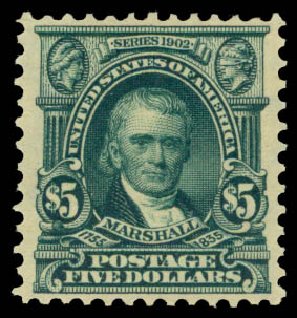 Price of US Stamps Scott Catalog # 313: 1903 US$5.00 Marshall. Daniel Kelleher Auctions, Aug 2015, Sale 672, Lot 2614