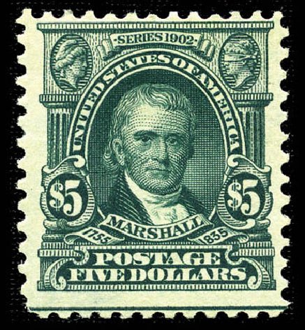 US Stamp Value Scott # 313 - US$5.00 1903 Marshall. Matthew Bennett International, Feb 2012, Sale 340, Lot 395