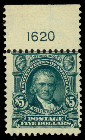 US Stamps Price Scott 313 - US$5.00 1903 Marshall. Daniel Kelleher Auctions, Apr 2013, Sale 636, Lot 285
