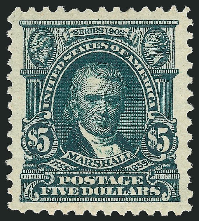 US Stamps Values Scott Cat. # 313: US$5.00 1903 Marshall. Robert Siegel Auction Galleries, Nov 2012, Sale 1034, Lot 305