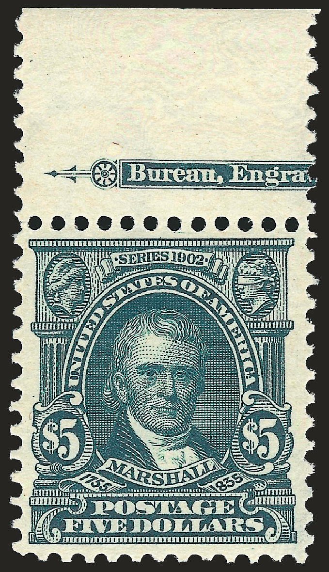 Value of US Stamp Scott Cat. # 313 - US$5.00 1903 Marshall. Robert Siegel Auction Galleries, Sep 2009, Sale 968B, Lot 385