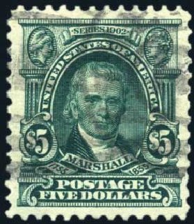US Stamp Price Scott Catalog 313 - US$5.00 1903 Marshall. Harmer-Schau Auction Galleries, Feb 2010, Sale 84, Lot 1522