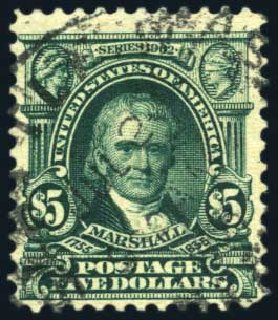 US Stamps Value Scott # 313 - US$5.00 1903 Marshall. Harmer-Schau Auction Galleries, Aug 2011, Sale 90, Lot 1462