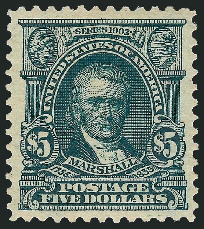 US Stamps Price Scott Cat. #313 - 1903 US$5.00 Marshall. Robert Siegel Auction Galleries, Jun 2012, Sale 1025, Lot 212