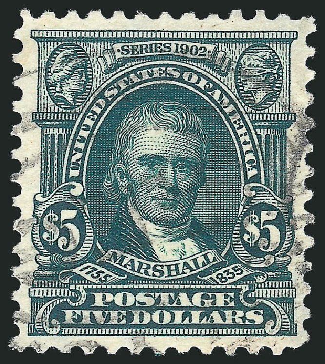 US Stamp Values Scott Catalogue #313 - US$5.00 1903 Marshall. Robert Siegel Auction Galleries, Dec 2013, Sale 1062, Lot 492