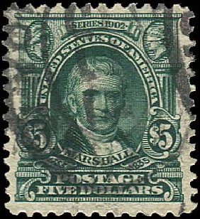 Value of US Stamps Scott Catalog 313: US$5.00 1903 Marshall. Regency-Superior, Nov 2014, Sale 108, Lot 673
